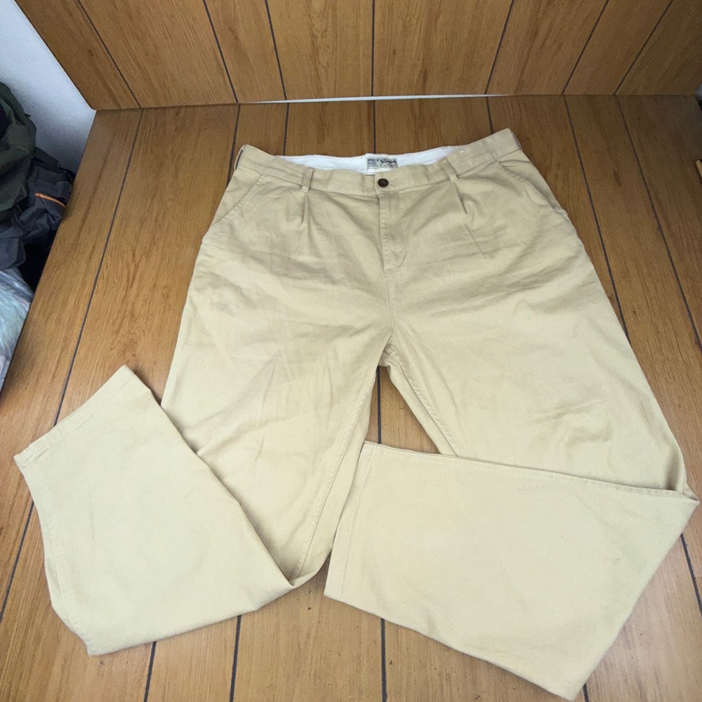 The Stronghold Relaxed Tapered Khaki Pants Mens‎ W40 L32 Pleated Cotton